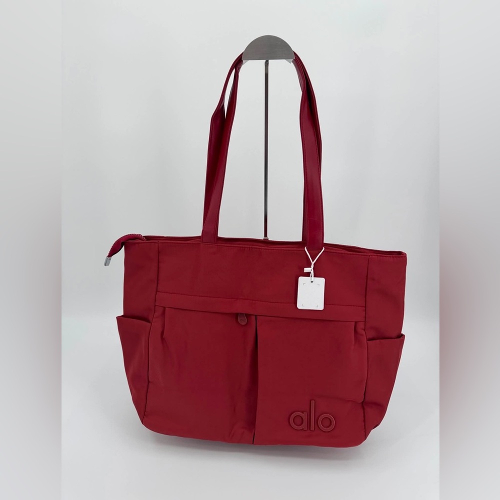 ALO Yoga Burgandy Red Large Tote with Exterior Pockets
